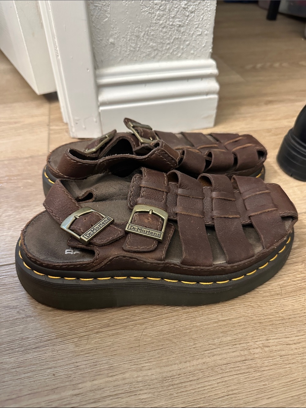 Dr. Martens Brown Leather Fisherman-Style Sandals with Buckles
